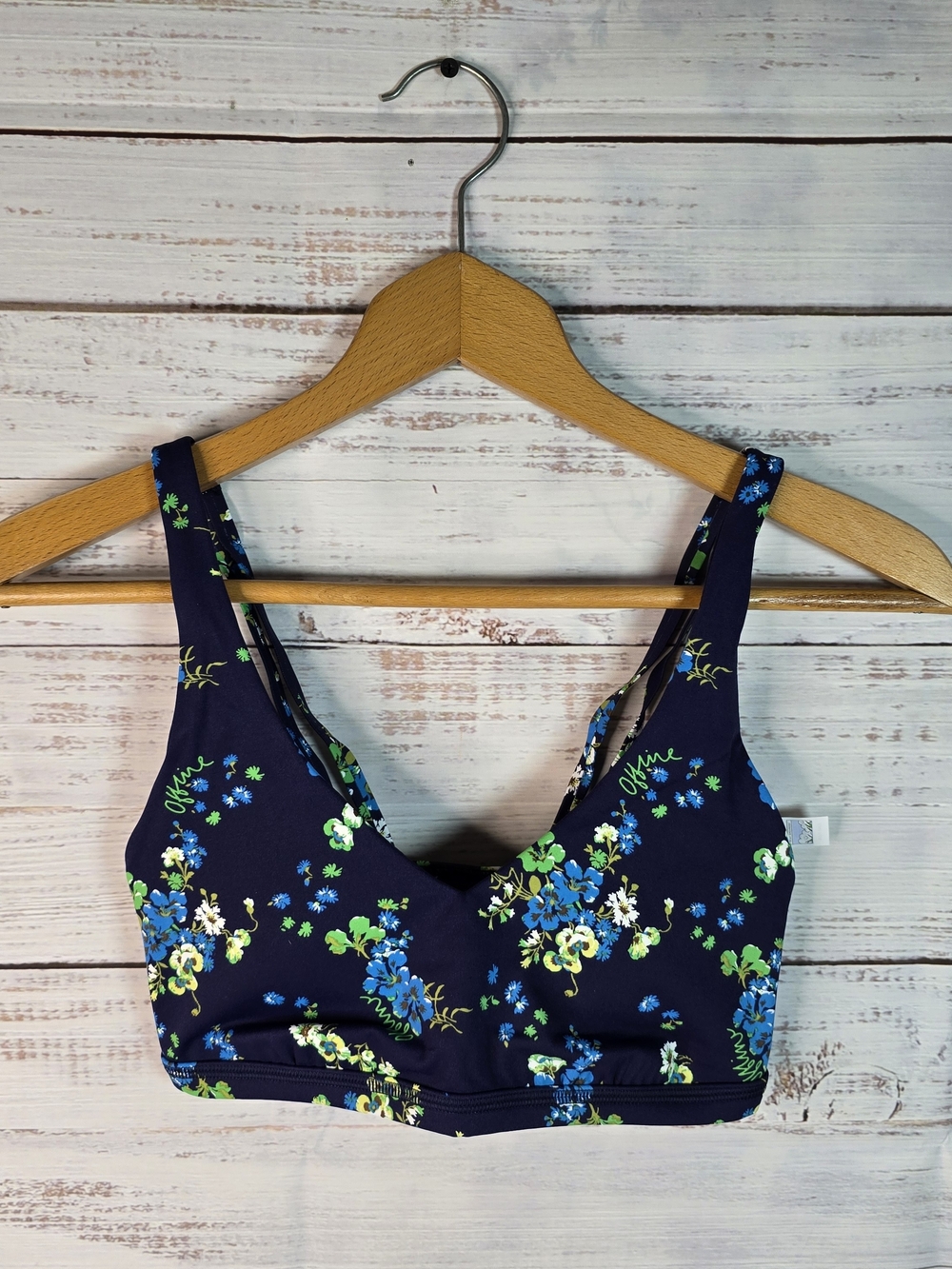 OFFLINE by Aerie Navy Floral Lightly Padded Sports Bra XS NWT